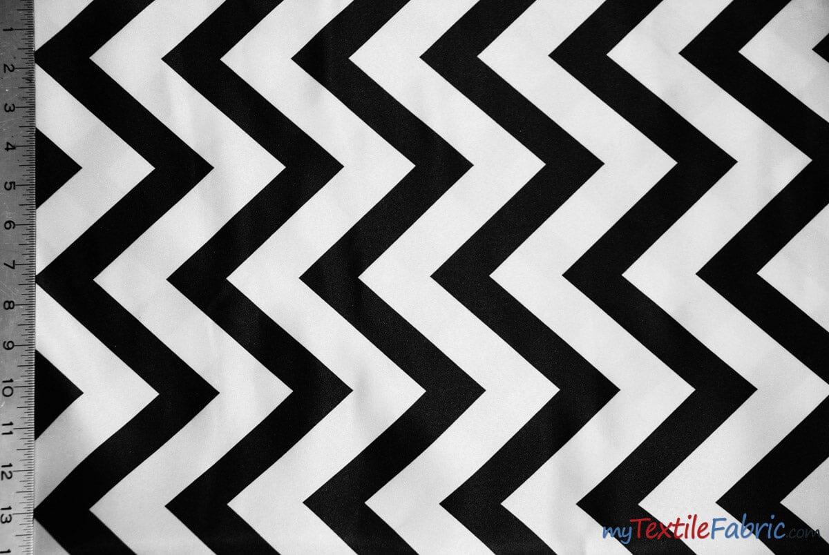Chevron Lamour Satin Polyester Fabric - Chevron Print, 58/60" Width, Multiple Colors (1 Yard)