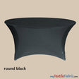 5Ft Diameter Round Polyester Spandex Tablecloth - Black, White, Ivory, Fits 60" Diameter Tables, 28/30" Height, Reinforced Bottoms (By Piece)