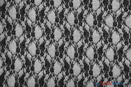 Giselle Floral Lace Polyester Spandex Fabric - Sheer Vintage Stretch Lace, 58/60" Width, Multiple Colors (1 Yard)