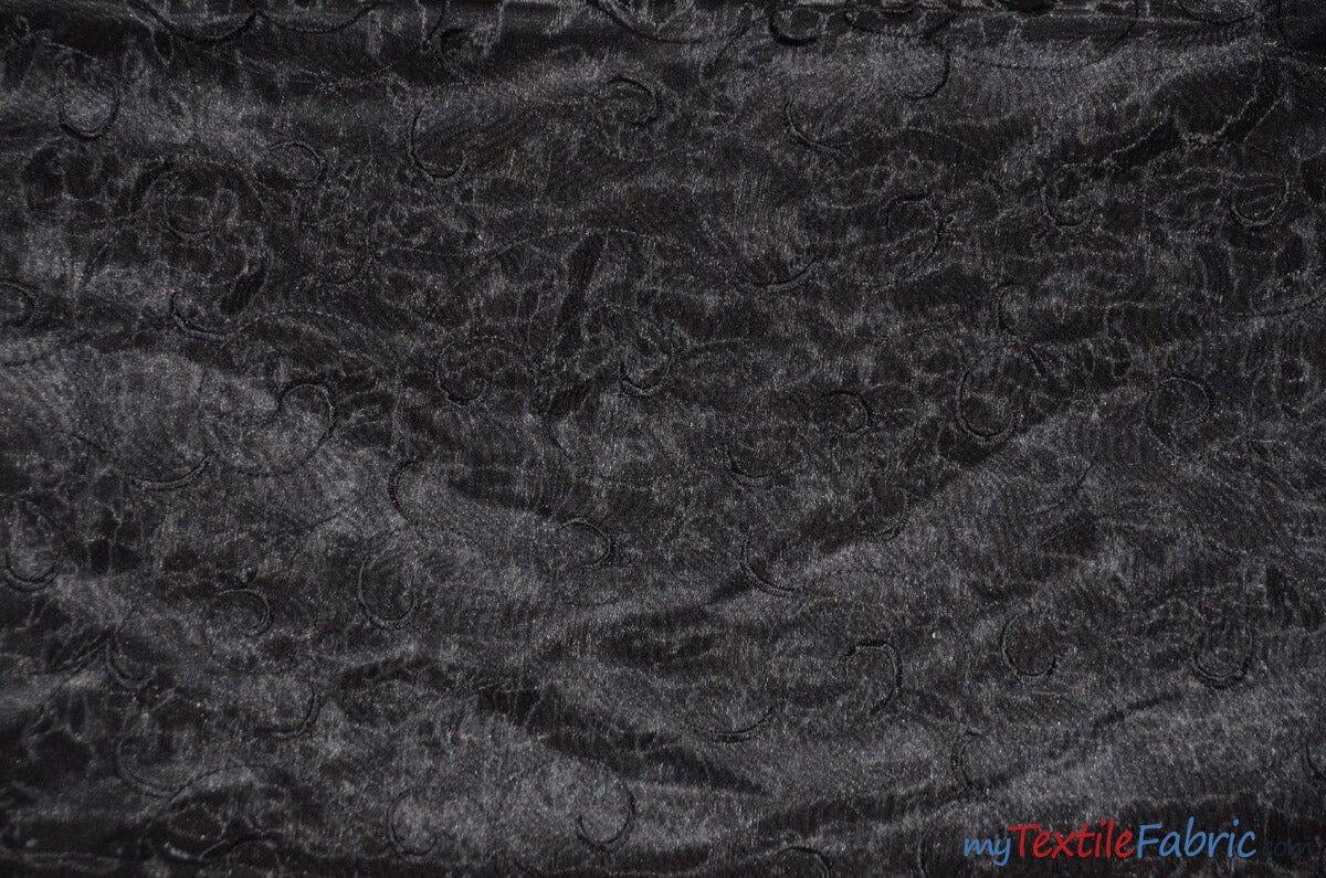 Swirl Organza Polyester Fabric - Embroidered Swirl Sheer, 52/54" Width, Multiple Colors (1 Yard)