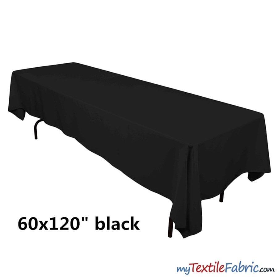 Banquet Polyester Tablecloth - Ivory, White, Black, 60" X 120" (By Piece)