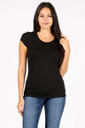 Rosio Cotton Spandex T-Shirt - Black, Short Sleeve, Round Neck (1 Piece)