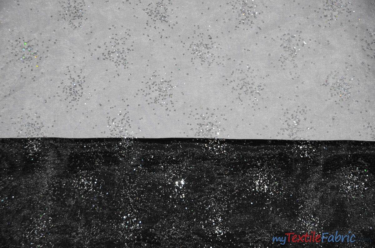 Sparkle Organza Polyester Fabric - Glitter Beads, Sheer, 58" Width (1 Yard)