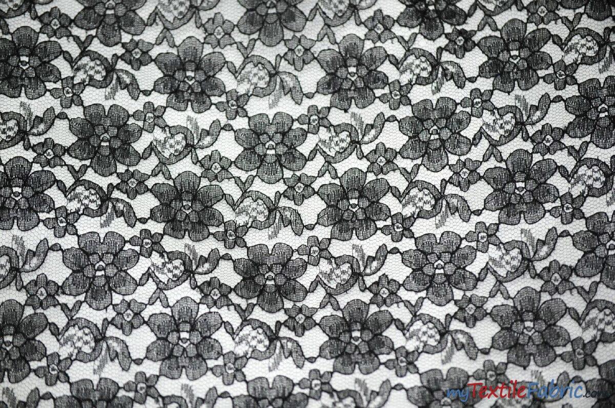 Raschel Lace Polyester Fabric - Floral Sheer Lace, 58/60" Width (1 Yard)