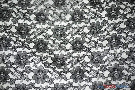 Raschel Lace Polyester Fabric - Floral Sheer Lace, 58/60" Width (1 Yard)