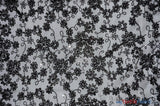 Luxury Mesh Embroidery Polyester Fabric - Embroidered Floral Mesh, 54" Width, Champagne (1 Yard)