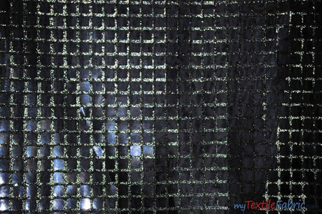 Quad Sequins Polyester Fabric - Square Sequins, Multiple Colors, 45" Wide (1 Yard)