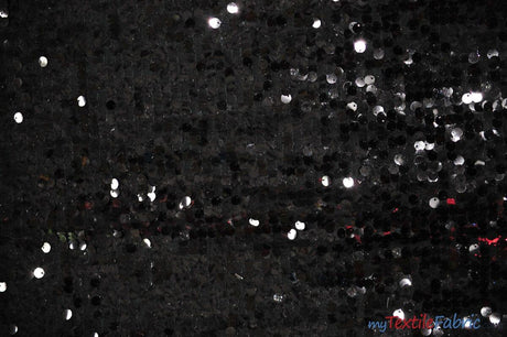 New York Dazzle Polyester Sequins Fabric - 6Mm Sequins, Semi Solid Mesh Sheer Background, 52" Width, Multiple Colors (1 Yard)