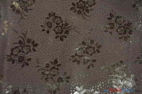 Koshibo Metallic Foil Print Polyester Fabric - Metallic Foil Print, 58/60" Width, Black, Fuchsia, Green (1 Yard)