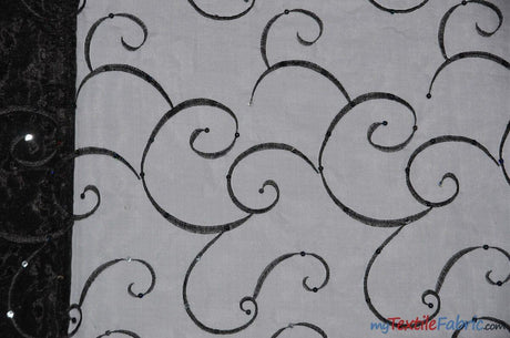 Ferial Organza Embroidery Polyester Fabric - Embroidered Floral Sheer With Sequins, 52/54" Width, Multiple Colors (1 Yard)