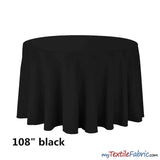 108 Inch Round Polyester Seamless Tablecloth Fabric - Solid Color, 108" Diameter (By Piece)