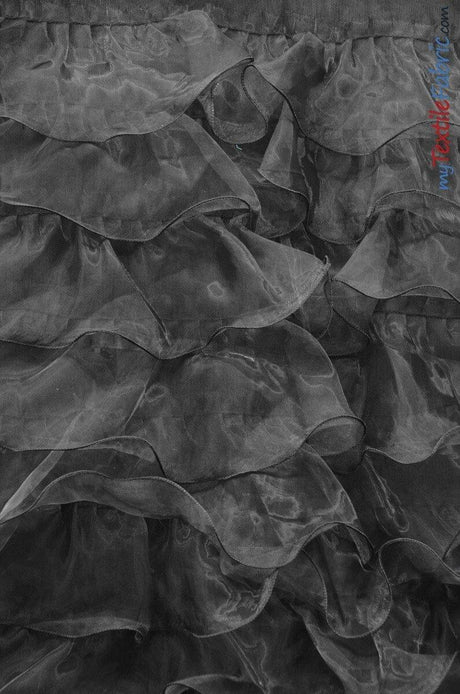 Organza Ruffled Mesh Polyester Fabric - Layered Ruffle Mesh, 57" Wide, Multiple Colors (1 Yard)
