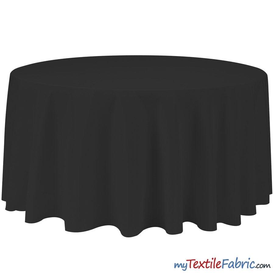 132" Round Polyester Seamless Tablecloth - Ivory, White, Black, 132" Diameter (By Piece)