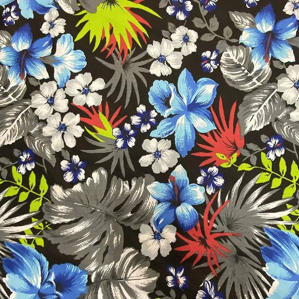 Hawaiian Floral Mix Poly Cotton Fabric - Tropical Floral, Multicolor, 58/60" Width (1 Yard)