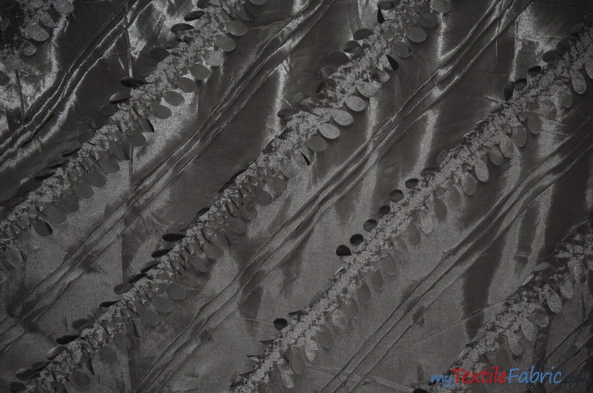 Forest Taffeta Embroidery Polyester Fabric - Hanging Leaf Pattern, 54" Width, Multiple Colors (1 Yard)