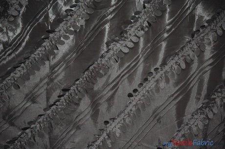 Forest Taffeta Embroidery Polyester Fabric - Hanging Leaf Pattern, 54" Width, Multiple Colors (1 Yard)