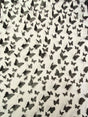3D Butterflies Black Polyester Fabric - Black Satin Butterflies On 2-Way Stretch Mesh, 54" Width (1 Yard)