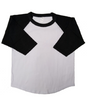 Lucky Friends Youth Raglan Cotton Fabric - Black, White Body, Navy Sleeves, Raglan 3/4 Sleeve (1 Piece)