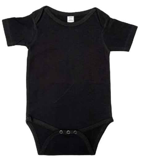 Lucky Friends 701 100 Percent Cotton Fabric - Black, Short Sleeve Baby Onesie, Rinse Washed (5 Sizes)
