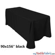 90 X 156 Polyester Tablecloth Fabric - Seamless Rectangular Table Drape, 8Ft Width, Black, White, Ivory (By Piece)