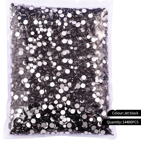 Big Bag Hot Fix Rhinestones - Jet Black, Stone Sizes 2MM/6SS, 3MM/10SS, 4MM/16SS, 5MM/20SS, 6MM/30SS (1 Bag)