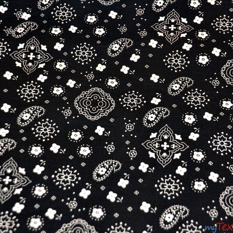 Bandana Cotton Print Polyester Cotton Broadcloth Fabric - Multiple Colors, 58/60" Width (1 Yard)
