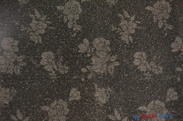 Embossed Floral Lurex Polyester Fabric - Metallic Embossed Floral Texture, 54" Width, 3 Colors (1 Yard)