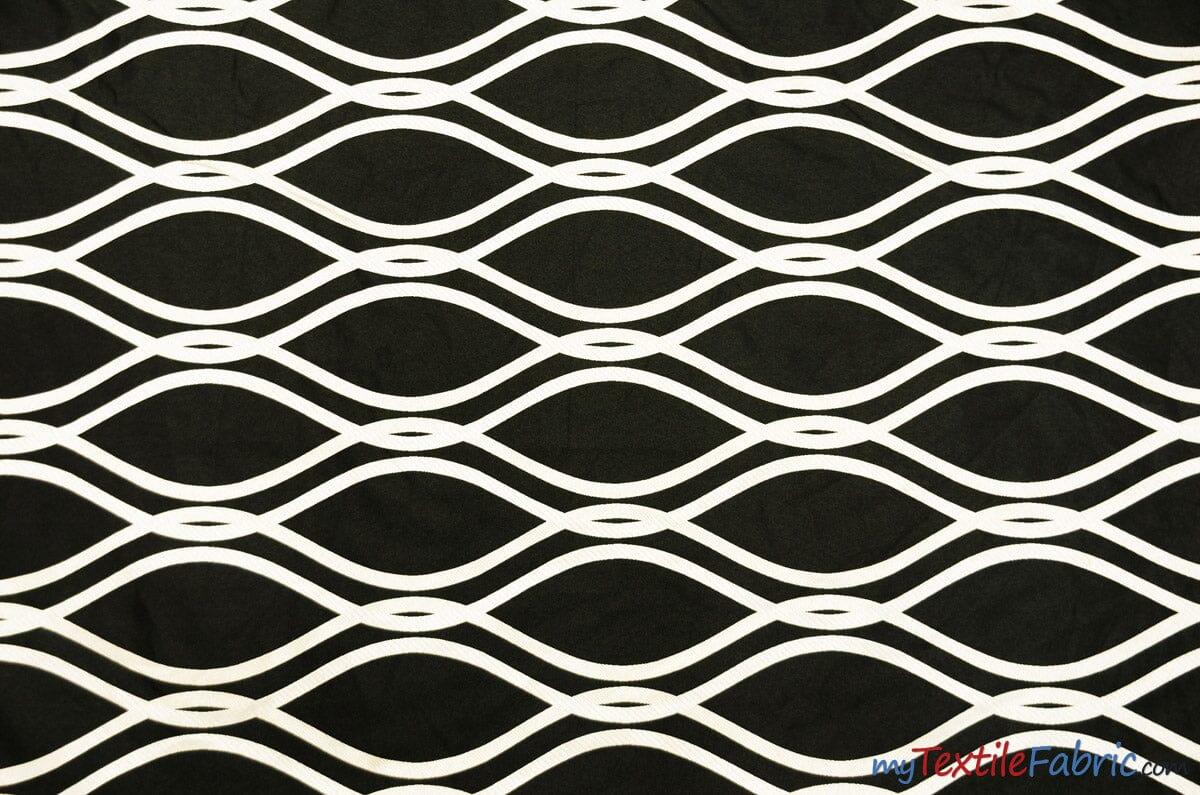 Elliptical Jacquard Polyester Fabric - Reversible Modern Geometric Pattern, 58/60" Width, Multiple Colors (1 Yard)