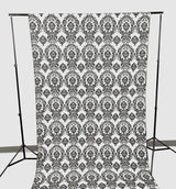 Damask Flocking Taffeta Fabric - Black Flocking Damask, 5 Feet Wide, 1 Panel (1 Panel)