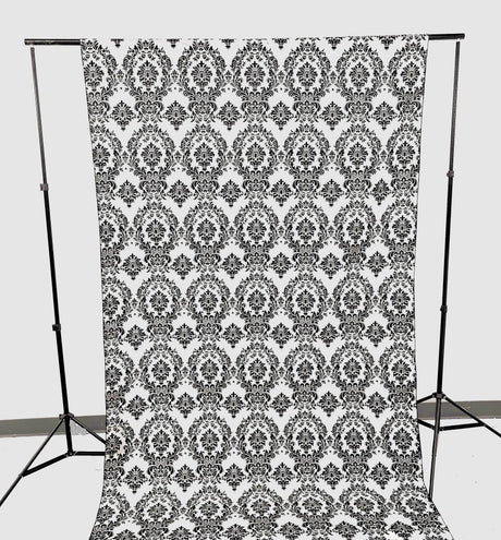 Damask Flocking Taffeta Fabric - Black Flocking Damask, 5 Feet Wide, 1 Panel (1 Panel)