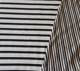 French Terry Knit Off White Black Stripe