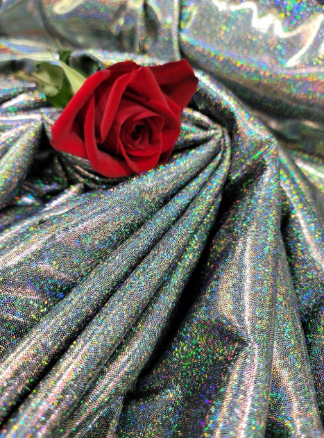 Glitter Sparkly Iridescent Fabric Black