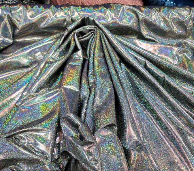 Glitter Sparkly Iridescent Fabric Black