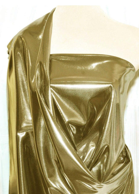 Soft Liquid Lame Stretch Fabric - White Gold, White Silver, Black Gold, Black Silver, 40" Cuttable, 45" Width (1 Yard)