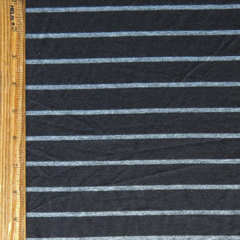 Bamboo Lycra Jersey Knit Fabric Black Heathered Charcoal Grey Stripe