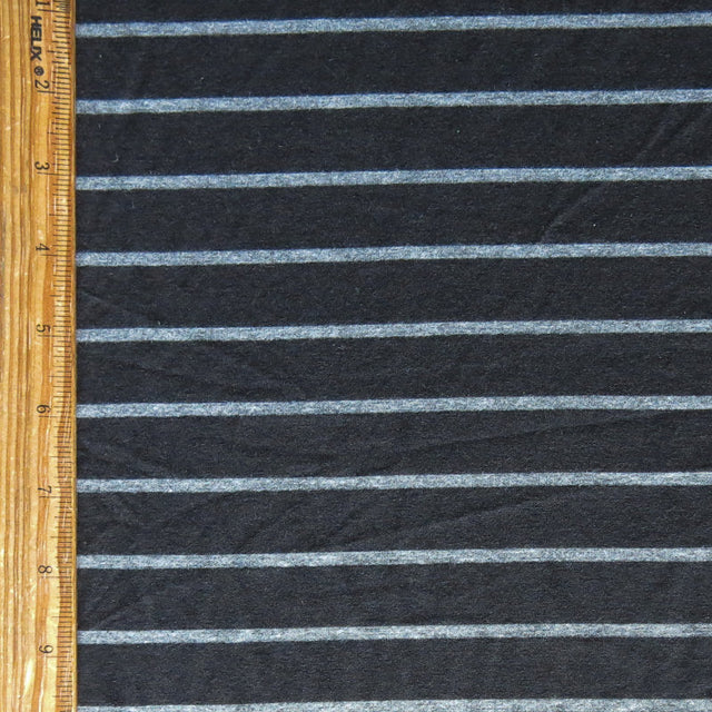 Bamboo Lycra Jersey Knit Fabric Black Heathered Charcoal Grey Stripe