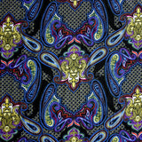 Cotton Lycra Knit Black Magic Paisley Fabric