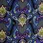 Cotton Lycra Knit Black Magic Paisley Fabric
