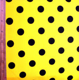Swim Knit Nylon Lycra Black Polka Dots on Yellow