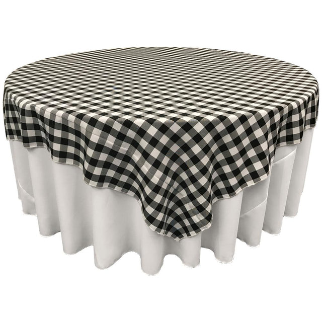 Black White Checkered Square Overlay Tablecloth Polyester 60″ x 60″