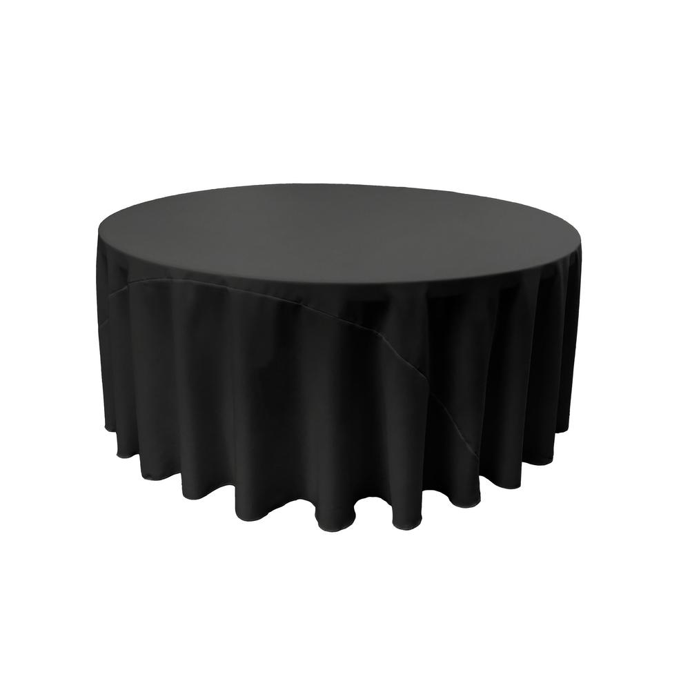 Jet Black 100% Polyester Round Tablecloth 132″