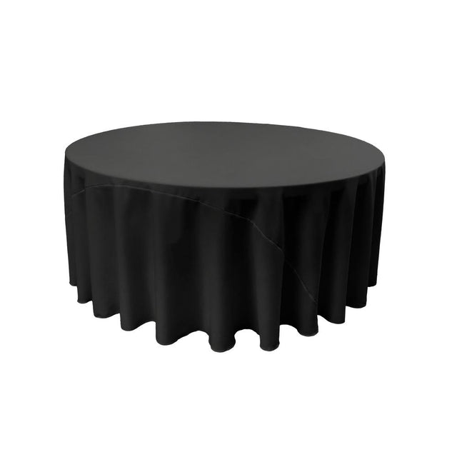 Jet Black 100% Polyester Round Tablecloth 132″
