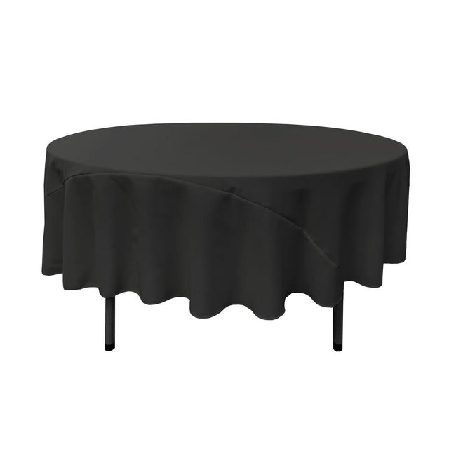 90″ Black Polyester Round Tablecloth