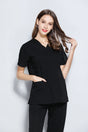 Scrubs Cotton Blend Fabric - Black, V-Neck Top, 3 Pockets, Bottom With 2 Pockets, All Sizes (1 Set)