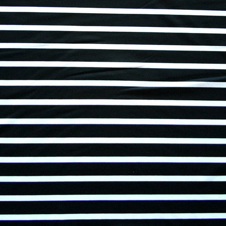 Nylon Lycra Swim Knit Black Thick and White Thin Stripes