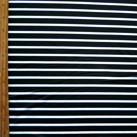 Nylon Lycra Swim Knit Black Thick and White Thin Stripes