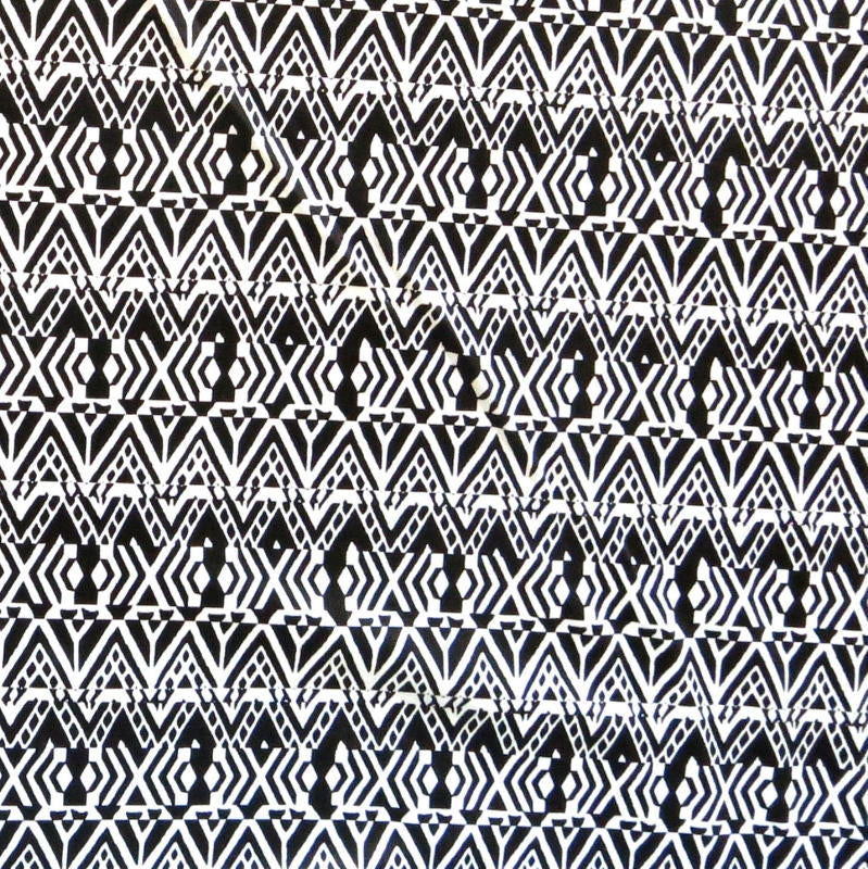 Nylon Spandex Swim Fabric Black Triangle Abstract 30" Remnant