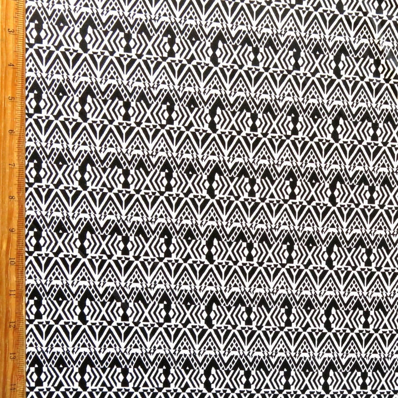 Nylon Spandex Swim Fabric Black Triangle Abstract 30" Remnant