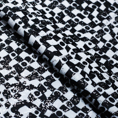 Flower Pop Twin Polyester Spandex Fabric - Black And White Or Multi Floral Garden Print, 58-60" Width (1 Yard)