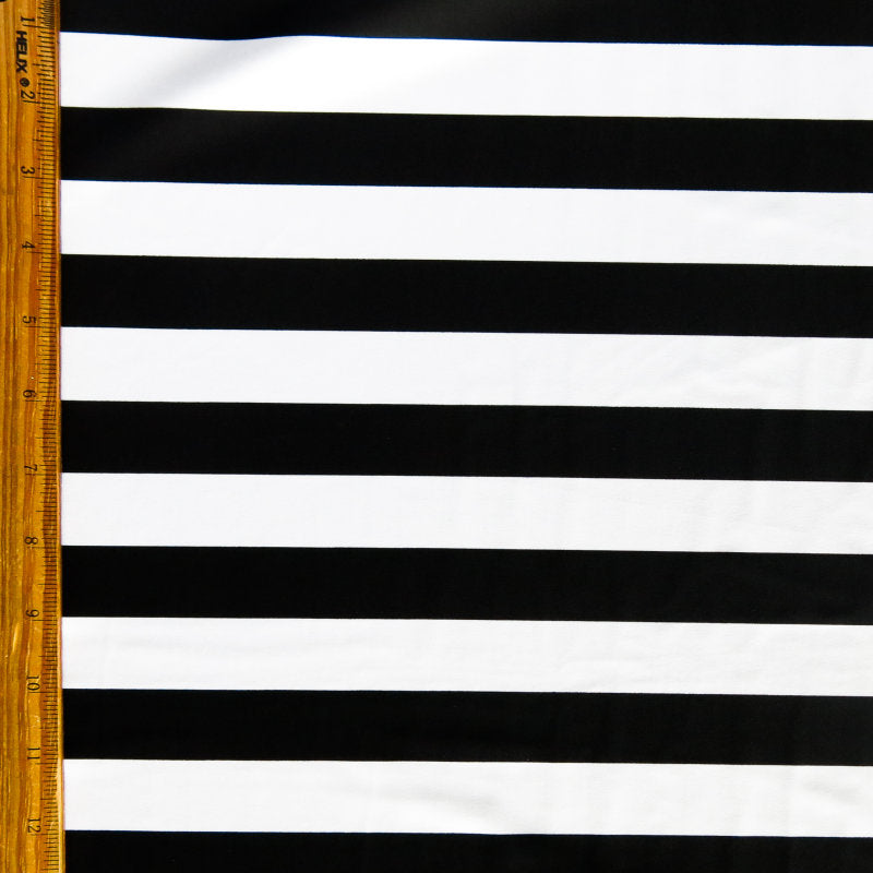 Swim Knit Black and White 1 Inch Stripe Nylon Spandex